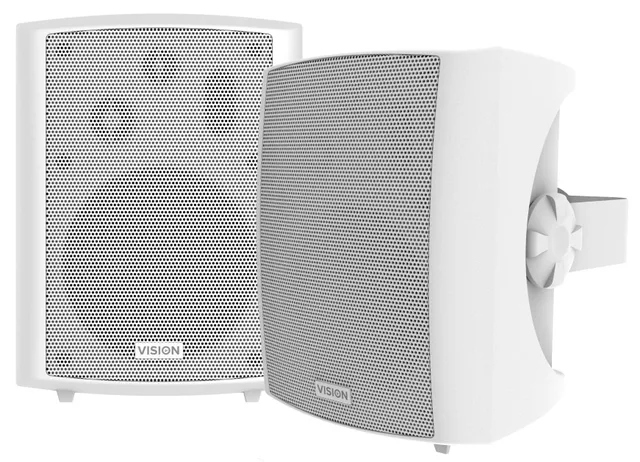 Professional Pair 5.25" Wall Speakers - LIFETIME WARRANTY - 50 Watt power handling - 3-way with Bass reflex - horizontal C brackets included -