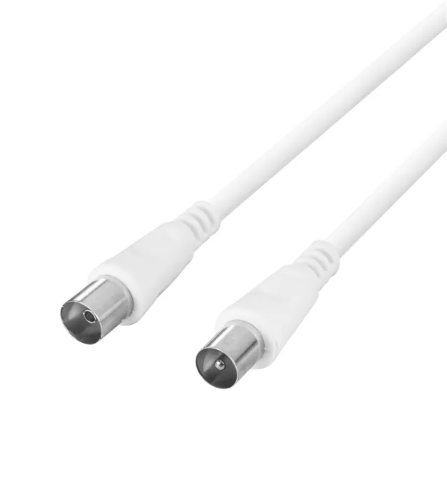 - Antennförlängningskabel - IEC-kontakt hane till IEC-kontakt hona - 5 m - koaxial - vit