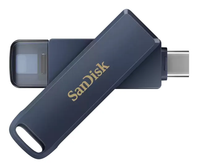 Phone Drive - USB flash-enhet - 256 GB - USB-C / Lightning - metallisk himmel