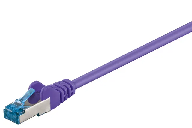 Patchkabel CAT 6A, S/FTP (PiMF), violett, 10 m opparledare (CU), halogenfri kabelhölje (LSZH)