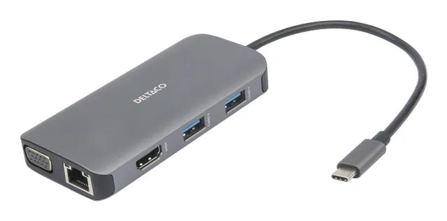 USB-C Dockningsstation med 9 Portar - Grå