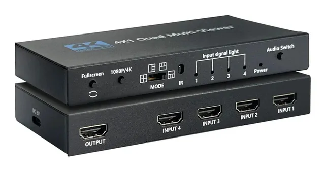 HDMI scaler switch 4 till 1 med Multiviewer 4K30hz HDCP1.4