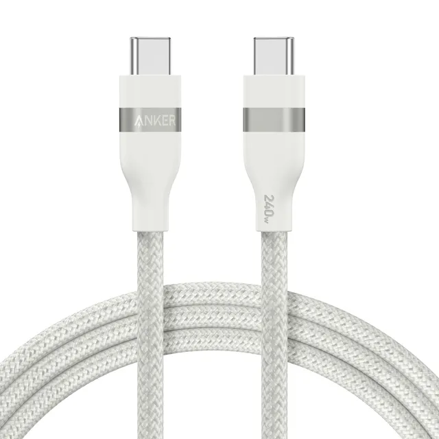 240W USB-C flätad kabel 0,9m - Vit