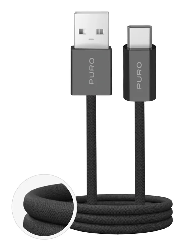 Fabrik 2.0 10W USB-A - USB-C Braided Cable 1.5 m - Black