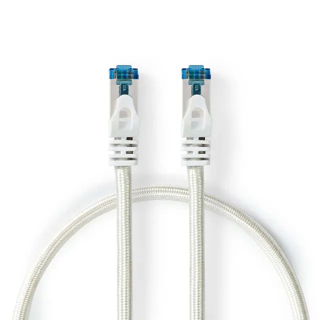CAT6a nätverkskabel | S/FTP | RJ45 hane | RJ45 hane | 2.00 m | Snagless | Rund | Flätad / PVC | Silver | Kartong med täckt fönster