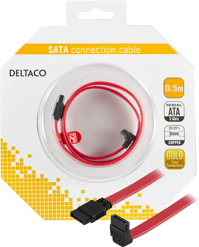SATA/SAS-kabel, vinklad(ner)-rak, 0,5m