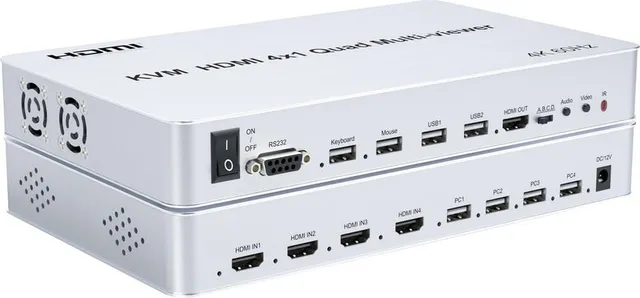KVM Switch 4xPC till 1xHDMI 4K 60Hz Quad Multi-Viewer med 4xUSB-A