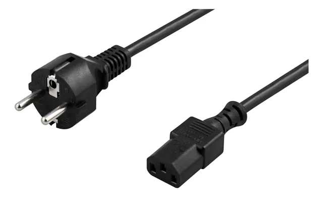 jordad apparatkabel, CEE 7/7 till IEC 60320 C13, 10m, svart