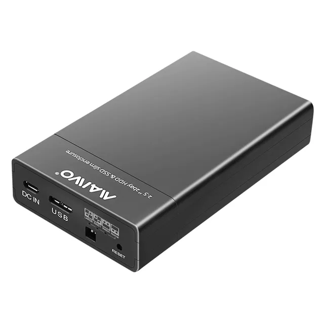 K25682 USB 3.2 Gen1 5Gbps extern RAID0, 1, BOD Lagringskabinett 2st 2,5 SATA HDD SSD 7mm, 9,5mm upp till 2 TB, stöd för Uasp USB Kabel Typ B- A