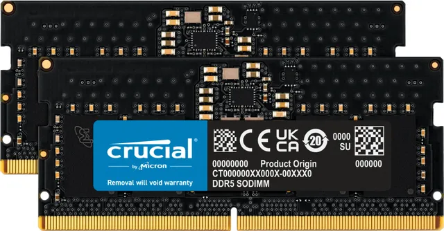 - DDR5 - sats - 16 GB: 2 x 8 GB - SO DIMM 262-pin - 4800 MT/s / PC5-38400 - CL40 - 1.1 V - ej buffrad - icke ECC
