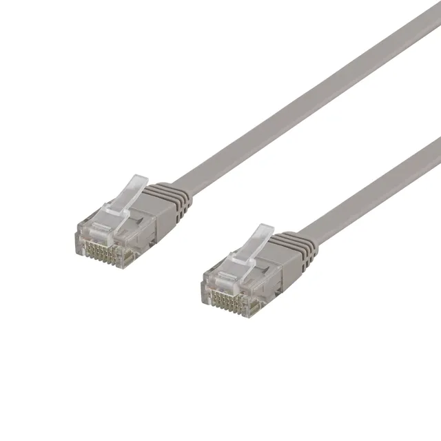 U/UTP Cat6 patchkabel, flat, 1m, 250MHz, grå