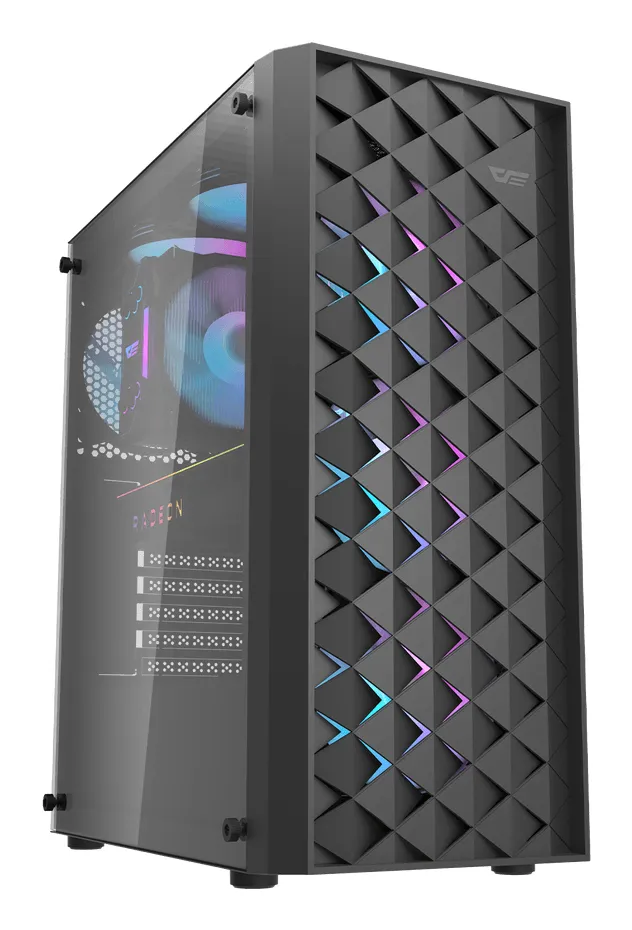 Computer case DK351 + 4 fans (black) - Chassi - Miditower - Svart