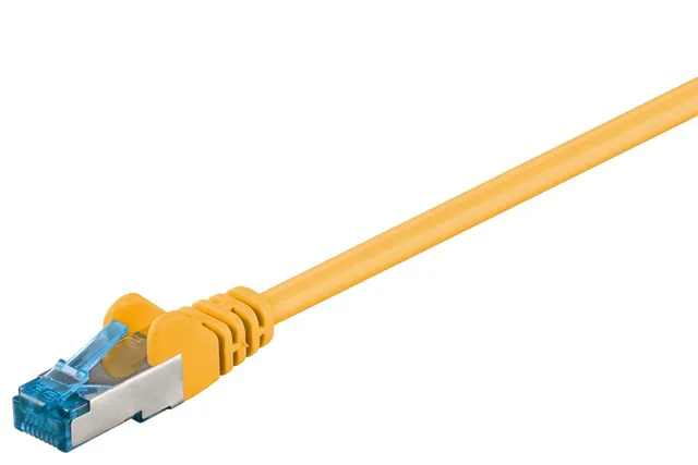 Patchkabel CAT 6A, S/FTP (PiMF), gul, 3 m opparledare (CU), halogenfri kabelhölje (LSZH)
