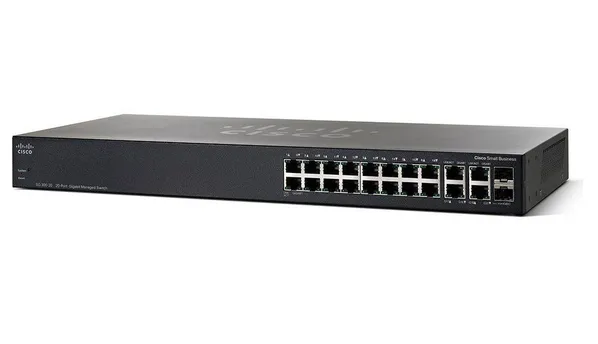 Small Business SG350-20 - Switch - L3 - Administrerad - 16 x 10/100/1000 + 2 x kombinations-Gigabit SFP + 2 x Gigabit SFP - rackmonterbar - åter
