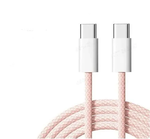 1m USB 2.0 USB-C till C kabel för iPhone 15/15 Pro/15 Plus/15 Pro Max 3A 480Mbps 60W rosa