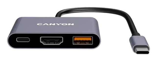 DS-4 3-i-1 USB-C-hubb 4K HDMI, grå USB Hub - 3 porte - Grey