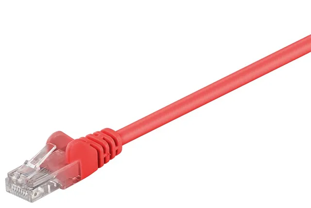 Patchkabel CAT 5e, U/UTP, röd, 1 m kopparklädd aluminiumtråd (CCA)