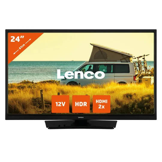 24 tums HD LED-TV med DVB-T2 DVB-C DVB-S2 12V Svart