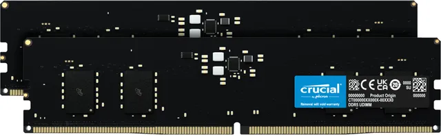 - DDR5 - sats - 16 GB: 2 x 8 GB - DIMM 288-pin - 5600 MHz / PC5-44800 - CL46 - 1.1 V - ej buffrad - on-die ECC - svart