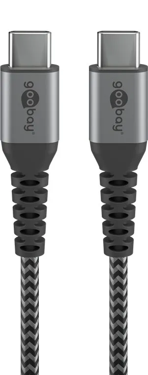 USB-C™-till-USB-C™-textilkabel med metallkontakter 1 m elegant och extra robust anslutningskabel för enheter med USB-C™-port