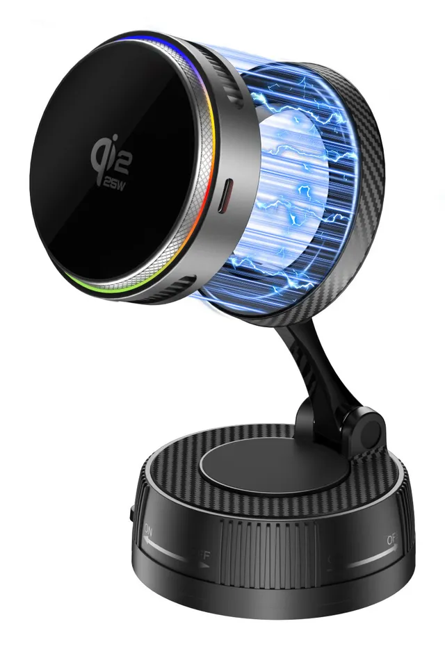 Qi2 25W MagSafe charger with cooling RGB 360 mount space grey