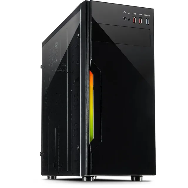 Inter-Tech B-42 RGB - Tower - ATX - genomskinlig sidopanel - ingen strömförsörjning (ATX) - pianolacksvart - USB/ljud