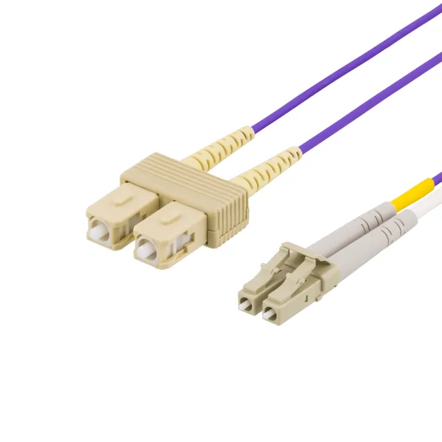 fiberkablage, LC - SC, 50/125, OM4, duplex, multimode, 2m