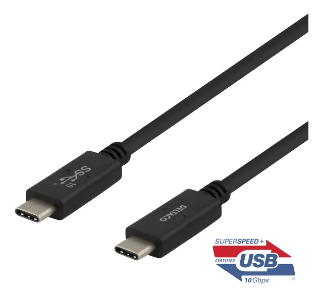 USB-C - USB-C kabel, 0,5m, USB 3.1 Gen 2, E-marker, svart