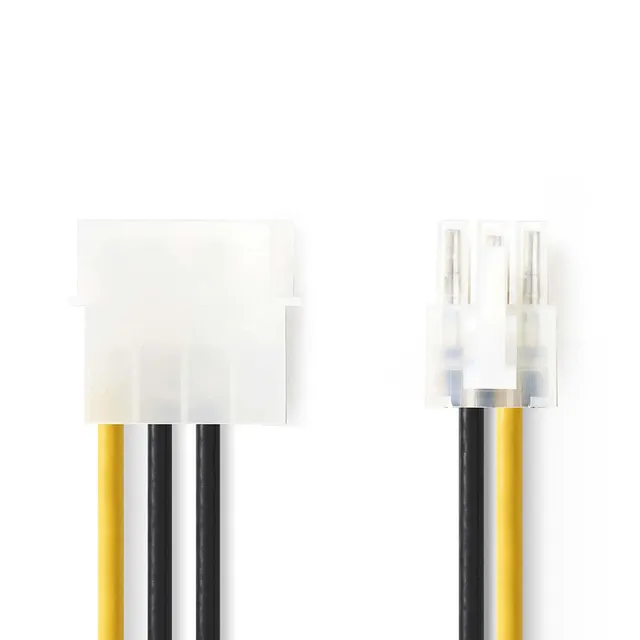 Intern Strömkabel | Molex Hane | PCI Express Hane | Guldplaterad | 0.20 m | Rund | PVC | Gul / Svart | Kuvert