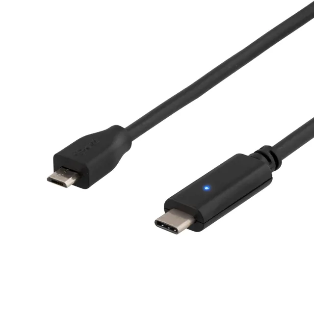 USB 2.0 kabel, Typ C - Typ Micro B ha, 1m, svart