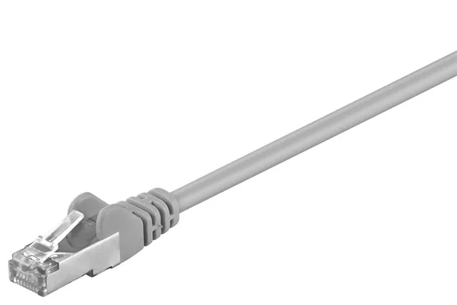Patchkabel CAT 5e, SF/UTP, grå, 1,5 m kopparklädd aluminiumtråd (CCA)