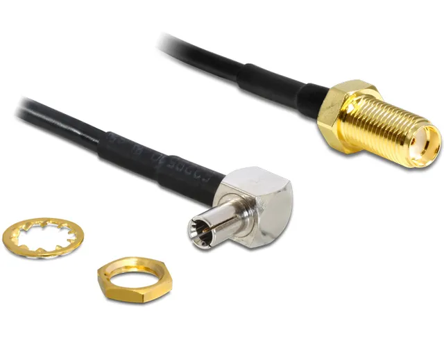 antennadapter, TS-9 ha till RP-SMA ho, RG174, 0,14m, svart (88487)