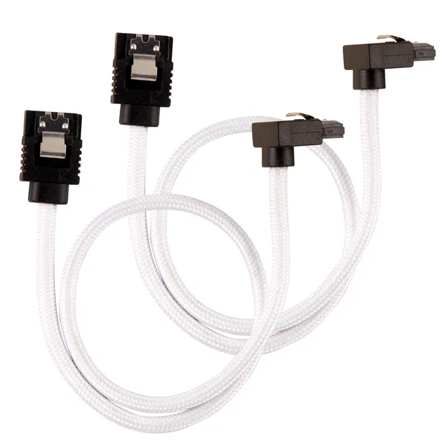 SATA-kabel Vinklad Vit 30cm 2-pack
