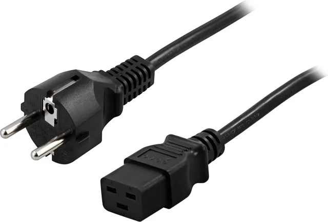 apparatkabel, 16A, rak CEE 7/7 - rak IEC C19, 2m (DEL-109T)