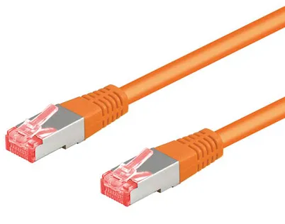 Patchkabel CAT 6, S/FTP (PiMF), orange, 0,25 m kopparledare (CU), halogenfri kabelhölje (LSZH)