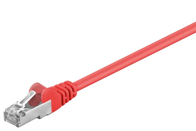 Patchkabel CAT 5e, SF/UTP, röd, 0,25 m kopparklädd aluminiumtråd (CCA)