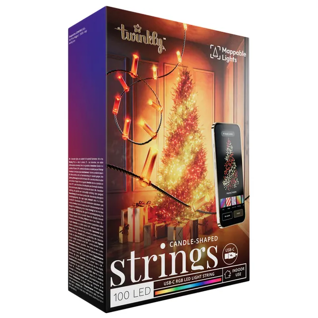 Candies - string lights - LED x 100 - 7 W - RGB light - candle - transparent
