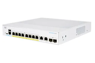 Business 350 Series 350-8P-2G - Switch - L3 - Administrerad - 8 x 10/100/1000 (PoE+) + 2 x kombinations-SFP - rackmonterbar - PoE+ (67 W) - åter