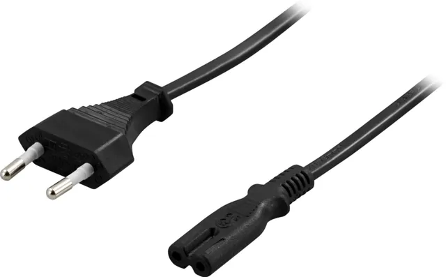 ojordad apparatkabel, rak CEE 7/16 - rak IEC C7, 0,5m (DEL-109A-50)