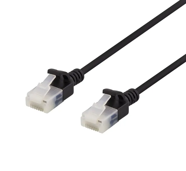 U/UTP Cat6a patchkabel, slim, 3,5mm i diameter, 1,5m, svart