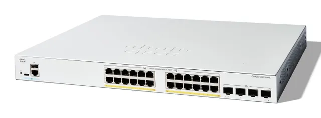 Catalyst 1200-24FP-4X - Switch - L3 - smart - 24 x 10/100/1000 (PoE+) + 4 x 10 Gigabit SFP+ - rackmonterbar - PoE+ (375 W) - återanvänd