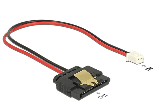 2-polig hona till SATA 15-polig hona (5 V) Kabel Ström metallklämma, 20 cm
