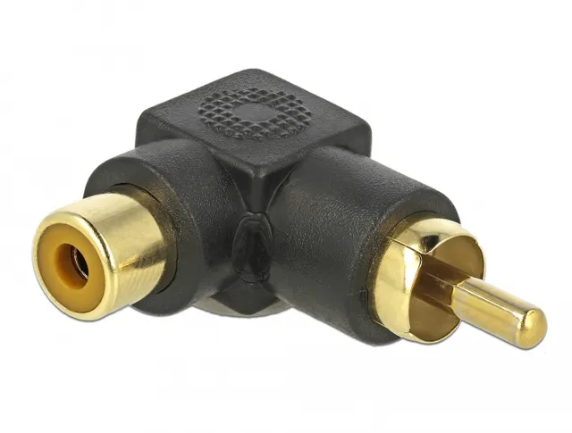 - Audio-adapter - RCA hane till RCA hona - svart - vinklad