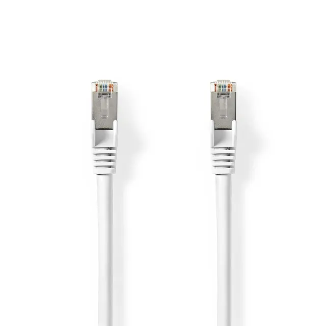 Cat 8.1 nätverkskabel | S/FTP | RJ45 hane | RJ45 hane | 0.50 m | Rund | LSZH | Vit | Label
