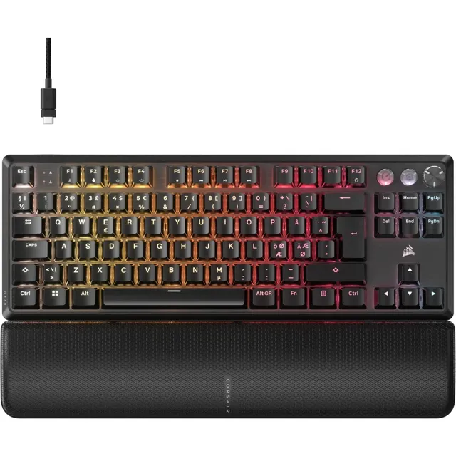 CORSAIR K70 PRO TKL - Tangentbord - TKL - bakgrundsbelyst - USB - QWERTY - Nordisk - tangentbrytare: CORSAIR MGX v2 - svart