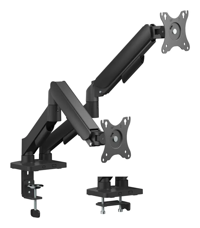 Monteringssats (dubbelt bildskärmsfäste) - för platt panel - mechanical spring, 9kg - svart - skärmstorlek: 17-32 - disk-monteringsbar