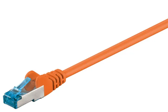 Patchkabel CAT 6A, S/FTP (PiMF), orange, 3 m opparledare (CU), halogenfri kabelhölje (LSZH)