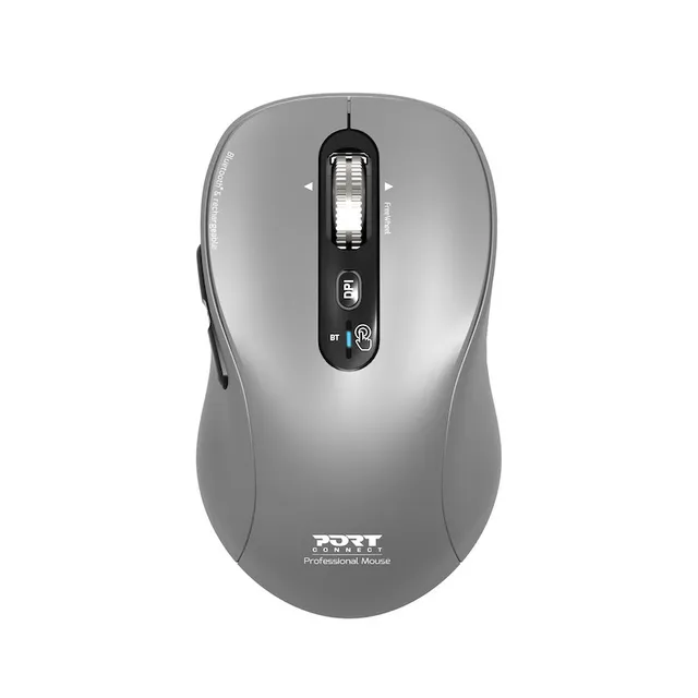PORT Connect Professional EXPERT - Mus - laddningsbar - optisk - 6 knappar - trådlös - 2.4 GHz, Bluetooth - trådlös USB-mottagare