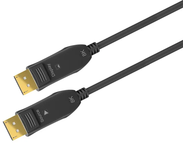 Optisk DisplayPort™-hybridkabel 2.0 (AOC) Guldpläterad Displayport™ plugg > Displayport™ plugg, 20 m