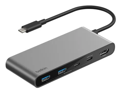 Connect 7-in-1 USB-C Hub with Dual USB-C Ports - Silver